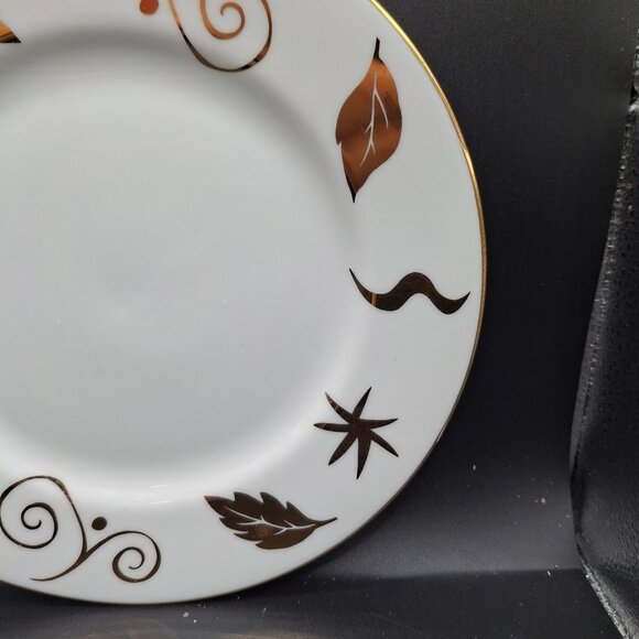 Pier 1 Vintage Ceramic Bread/Desert Plate Set of 4 Leaf Design Monno Bangladesh - Picture 3 of 7